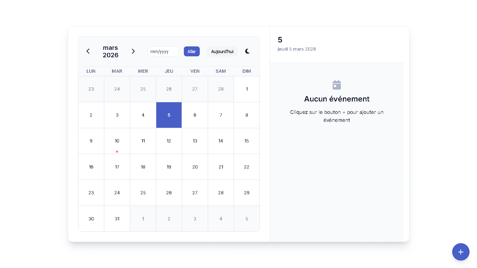 AgendDAY – vue calendrier