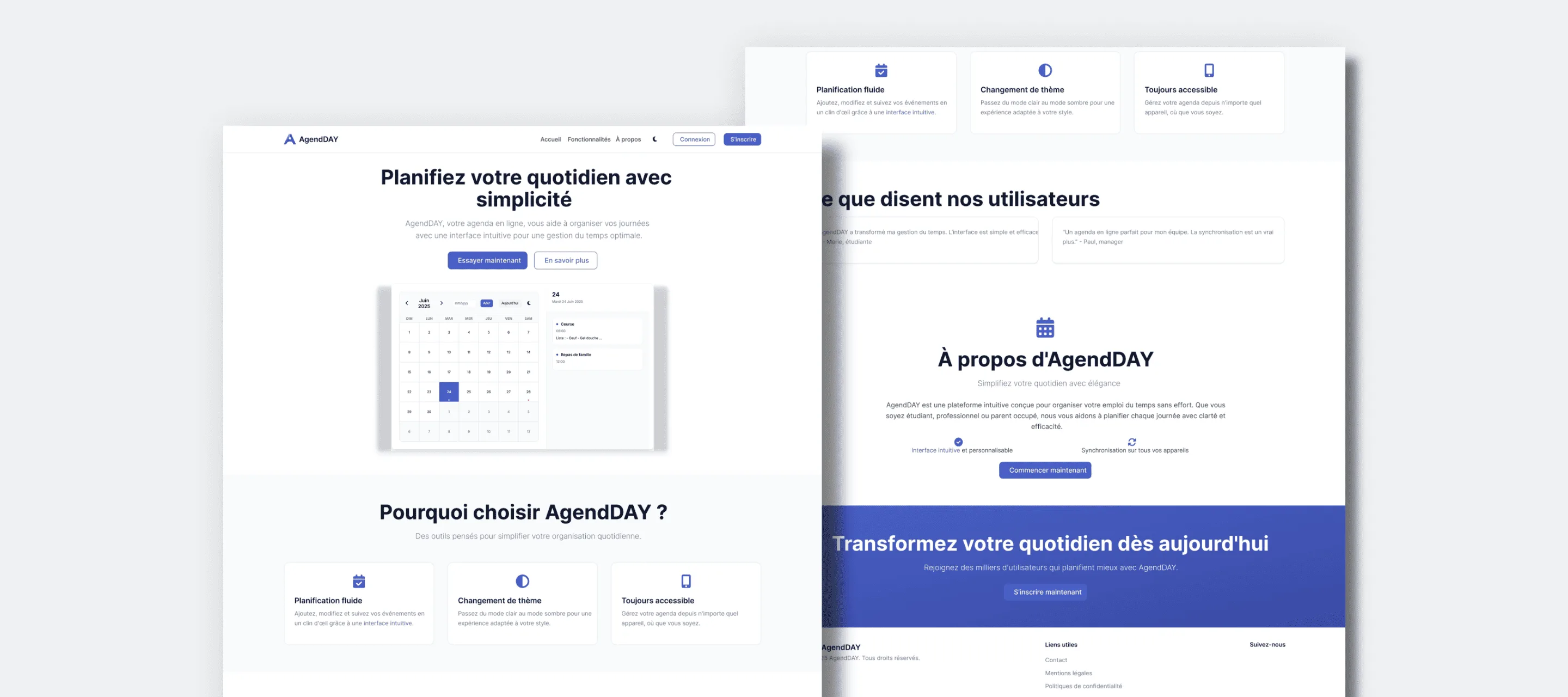 agendDAY — landing page