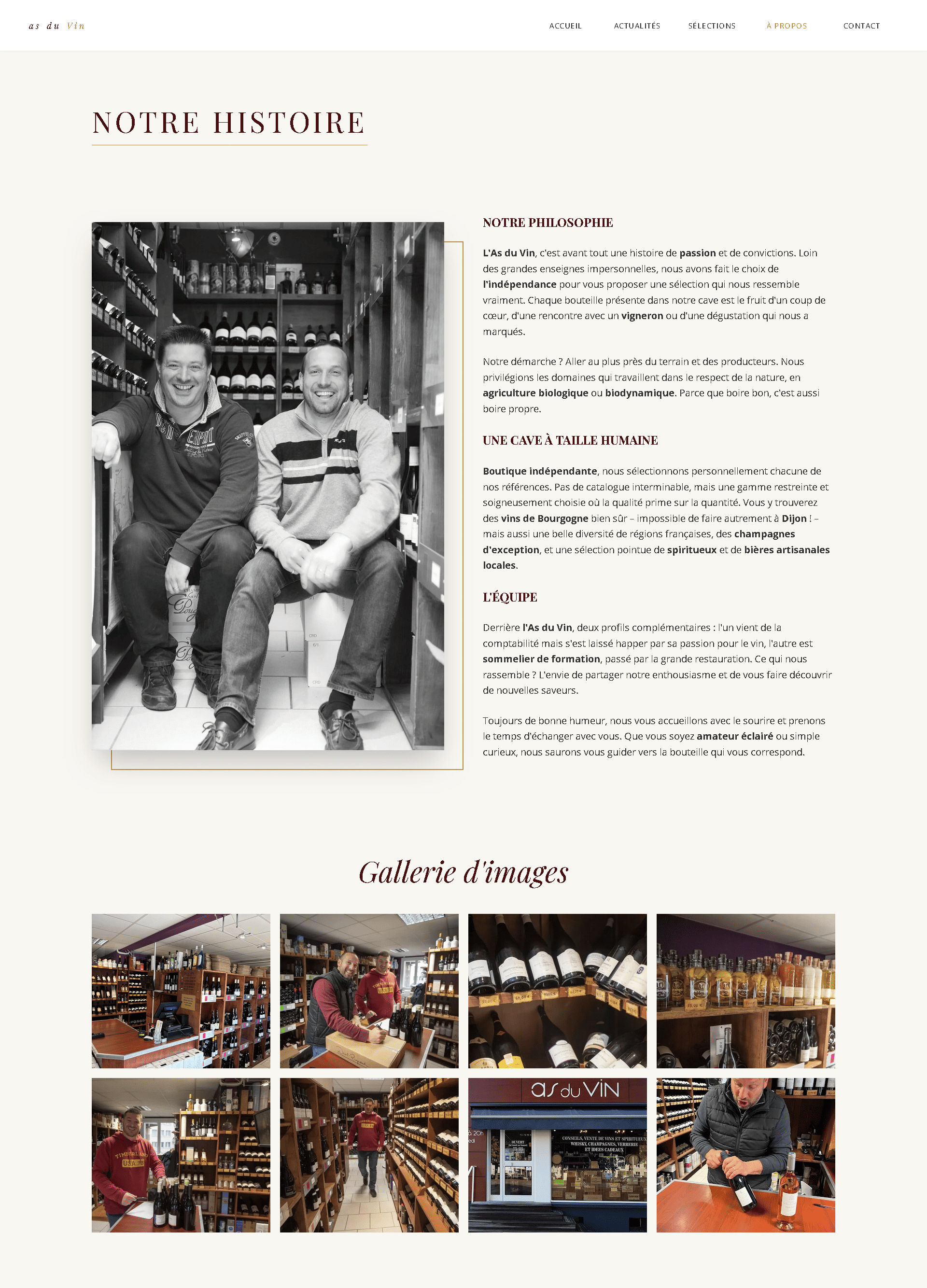 Page À propos As du Vin