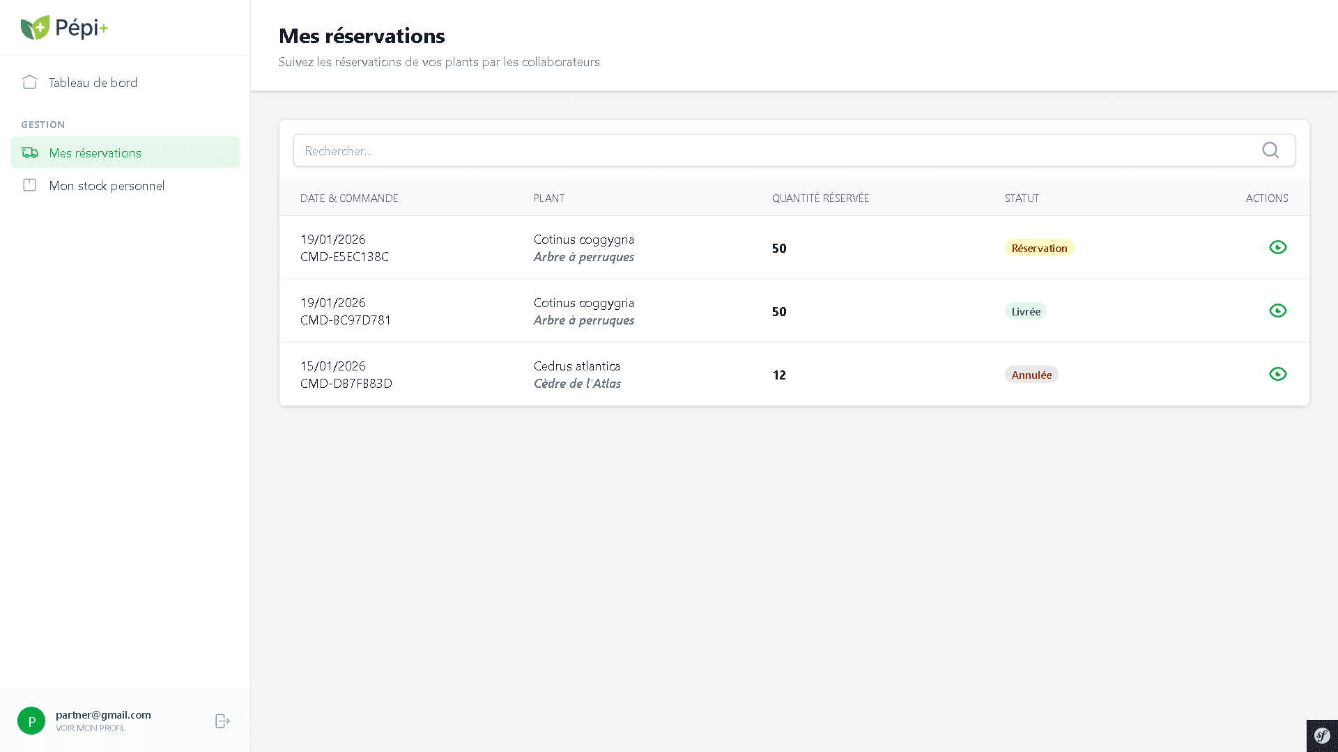 Réservations partenaire Pépi+