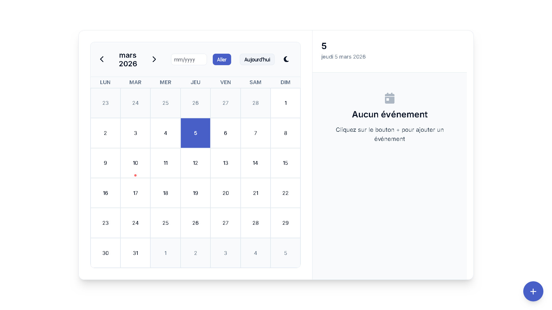 AgendDAY – vue calendrier