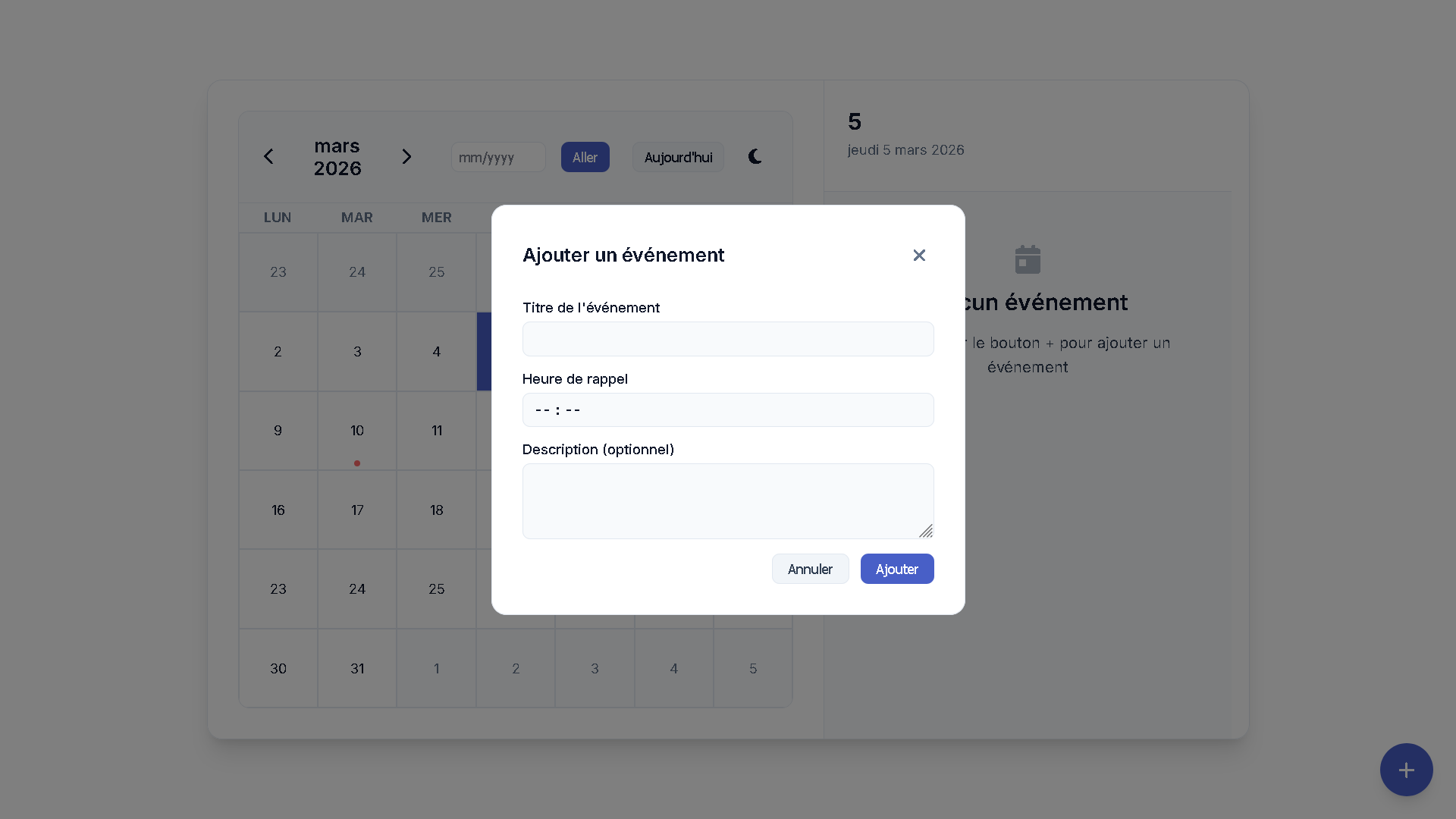 AgendDAY – modale ajout événement