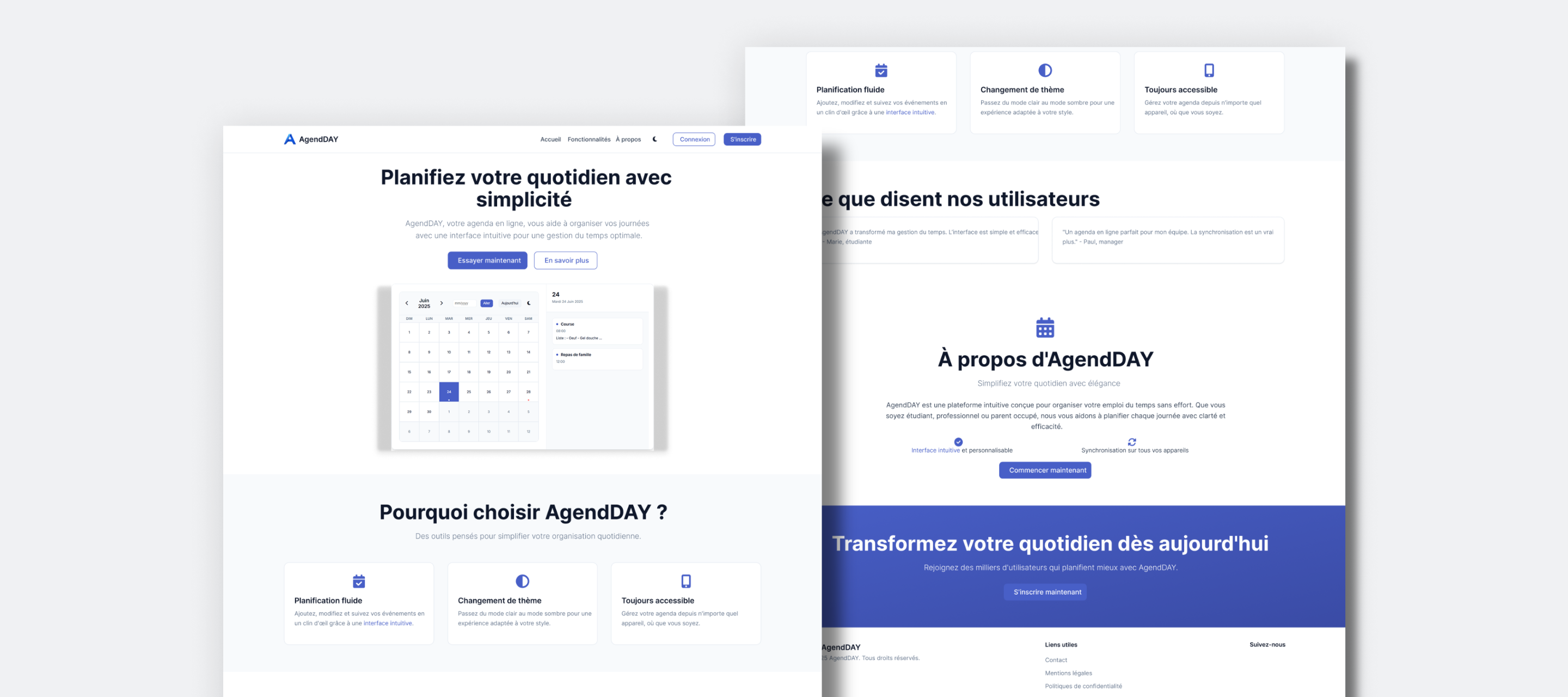AgendDAY – landing page