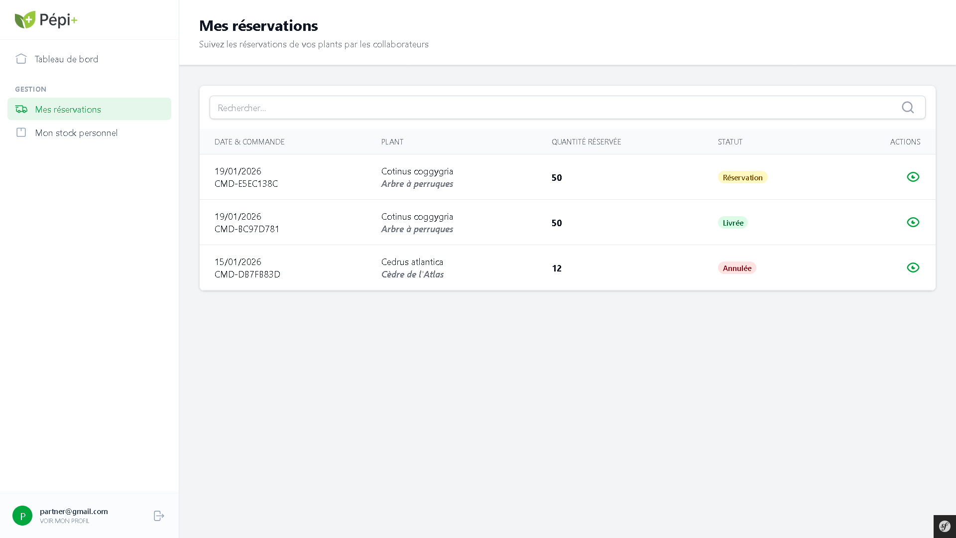 Réservations partenaire Pépi+