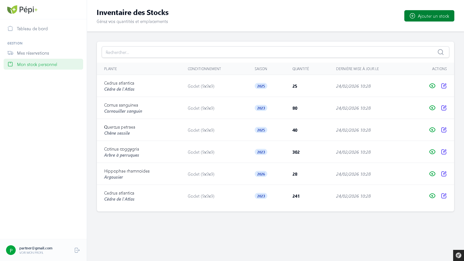 Stock personnel partenaire Pépi+